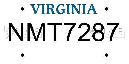 NMT7287 Virginia License Plate