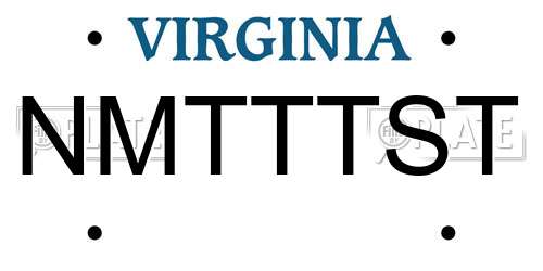 NMTTTST Virginia License Plate