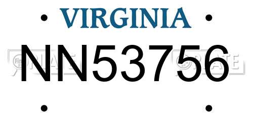 NN53756 Virginia License Plate