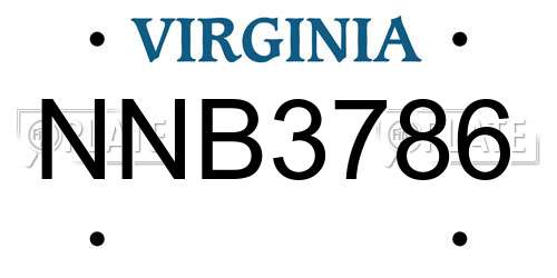 NNB3786 Virginia License Plate