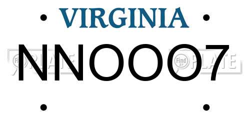 NNOOO7 Virginia License Plate
