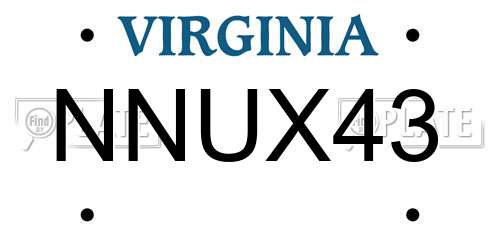 NNUX43 Virginia License Plate