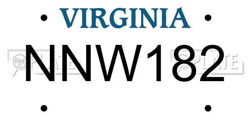 NNW182 Virginia License Plate
