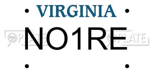 NO1RE Virginia License Plate