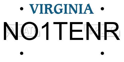 NO1TENR Virginia License Plate