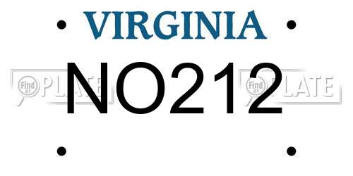 NO212 Virginia License Plate