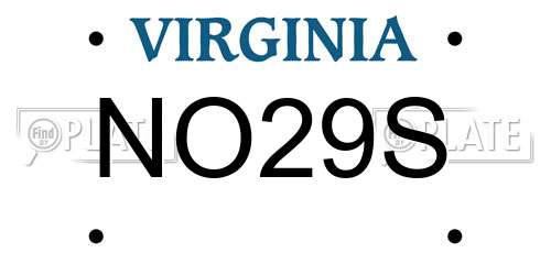 NO29S Virginia License Plate