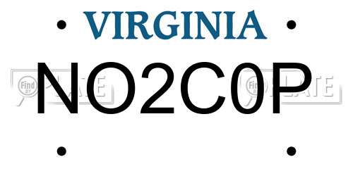 NO2C0P Virginia License Plate