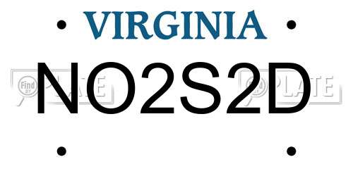 NO2S2D Virginia License Plate