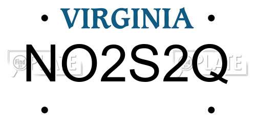 NO2S2Q Virginia License Plate