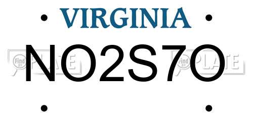 NO2S7O Virginia License Plate