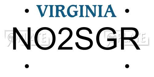 NO2SGR Virginia License Plate