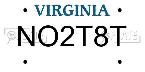 NO2T8T Virginia License Plate