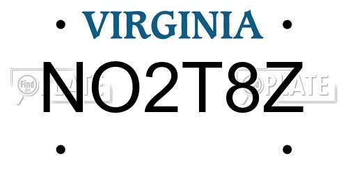 NO2T8Z Virginia License Plate