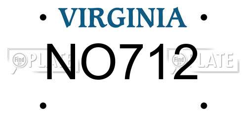 NO712 Virginia License Plate