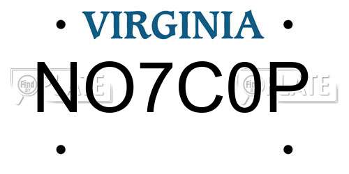NO7C0P Virginia License Plate