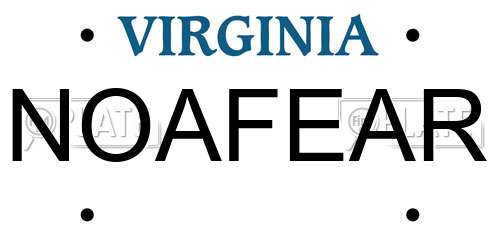 NOAFEAR Virginia License Plate