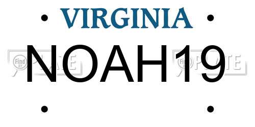 NOAH19 Virginia License Plate