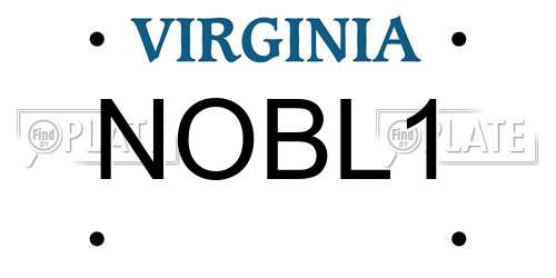 NOBL1 Virginia License Plate