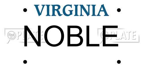 NOBLE Virginia License Plate