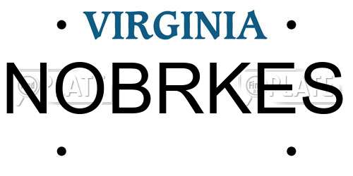 NOBRKES Virginia License Plate