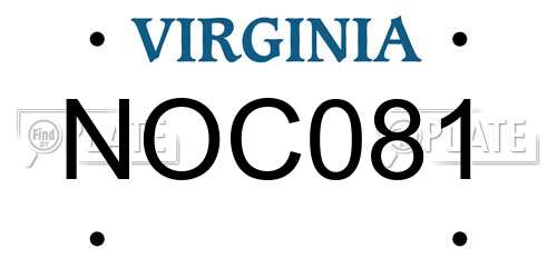 NOC081 Virginia License Plate