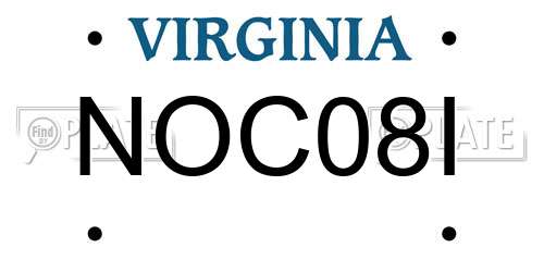 NOC08I Virginia License Plate