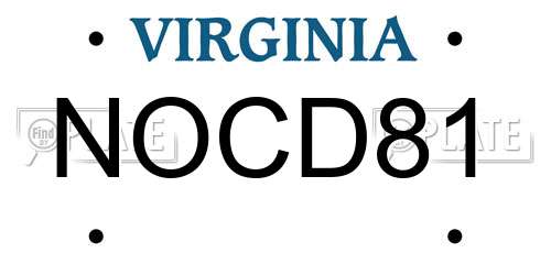 NOCD81 Virginia License Plate