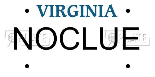NOCLUE Virginia License Plate