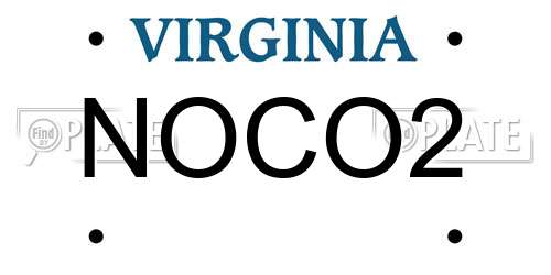 NOCO2 Virginia License Plate