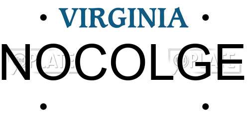 NOCOLGE Virginia License Plate