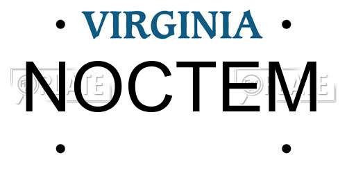 NOCTEM Virginia License Plate