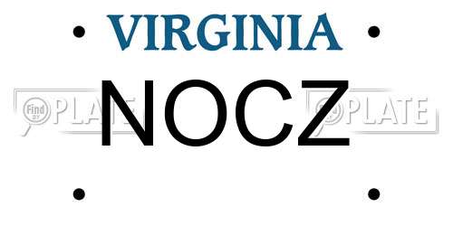 NOCZ Virginia License Plate