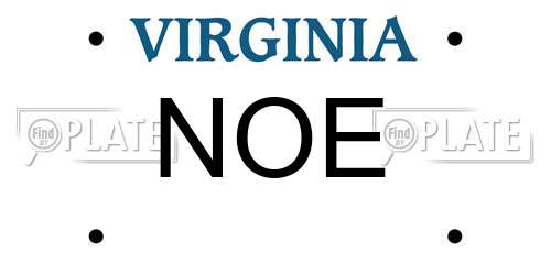 NOE Virginia License Plate