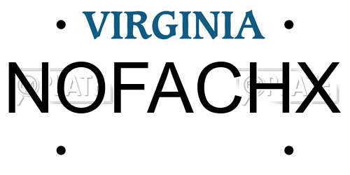 NOFACHX Virginia License Plate