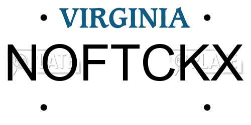 NOFTCKX Virginia License Plate