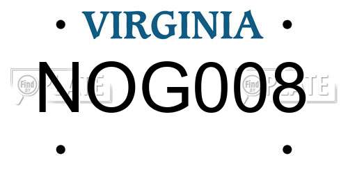 NOG008 Virginia License Plate