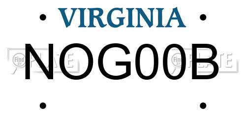 NOG00B Virginia License Plate