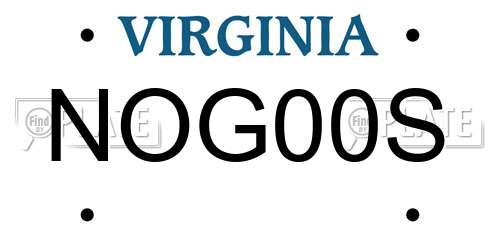 NOG00S Virginia License Plate