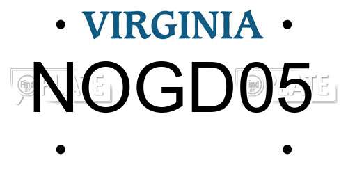 NOGD05 Virginia License Plate