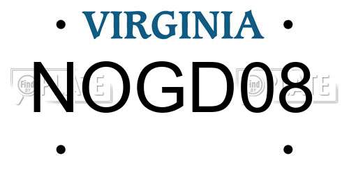 NOGD08 Virginia License Plate
