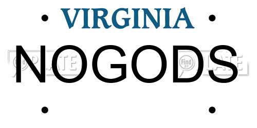 NOGODS Virginia License Plate