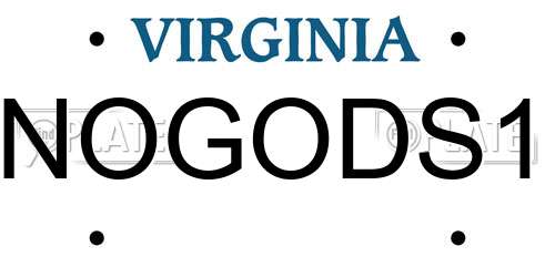 NOGODS1 Virginia License Plate