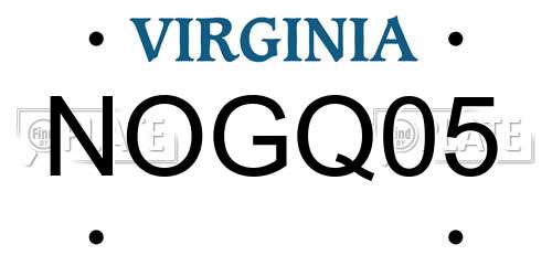 NOGQ05 Virginia License Plate