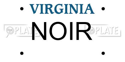 NOIR Virginia License Plate