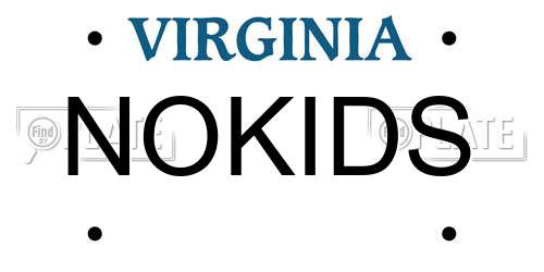 NOKIDS Virginia License Plate