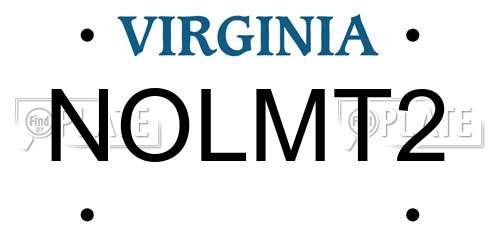 NOLMT2 Virginia License Plate