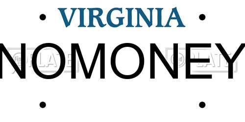 NOMONEY Virginia License Plate