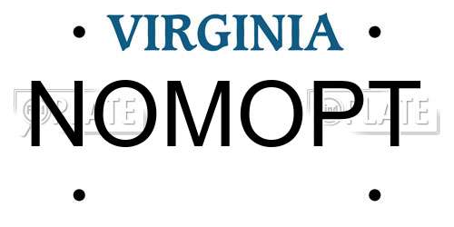 NOMOPT Virginia License Plate