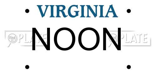 NOON Virginia License Plate